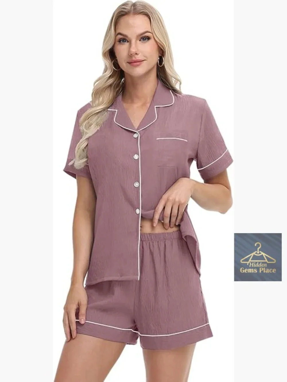 Matching Couples Pajama Set Button Up 2 Piece Lounge Sleepwear Short Set S-3XL